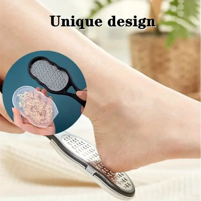 Stainless Steel Foot File - Anti-Splash Ergonomic File with Coarse/Fine Grit, Durable for Home Pedicure & Holiday Gift