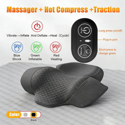 Electric Neck Massager Pillow Cervical Stretcher Heating Vibration Massage Back Traction Orthopedic Sleeping Pillows Support