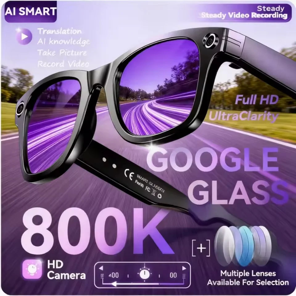 New 800W Camera AI Glasses Men Color-Changing Smart Translation Glasses Photo Video Recording Waterproof Call Smart Sunglasses