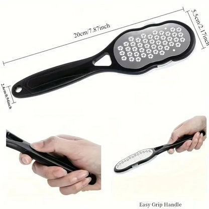 Stainless Steel Foot File - Anti-Splash Ergonomic File with Coarse/Fine Grit, Durable for Home Pedicure & Holiday Gift